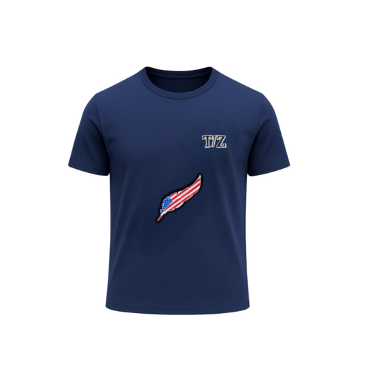 Camiseta TZ | Azul Marinho | Bordado pena texana. - Tribo Zero